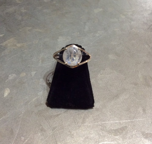 sterling silver round basket set moonstone ring size 9