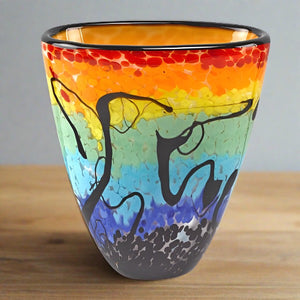 badash crystal allura murano style art glass 8" oval vase