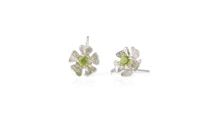 shell-bell designs small flower peridot earrings