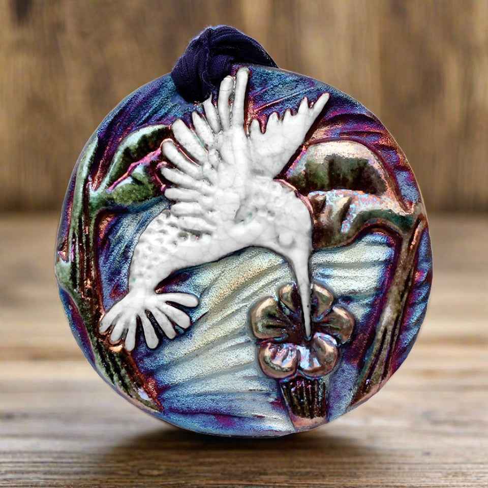 raku potteryworks hummingbird medallion ornament