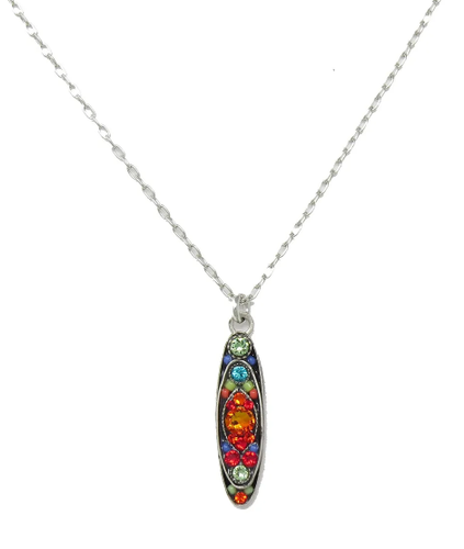 firefly jewelry sparkle long oval pendant- multicolor