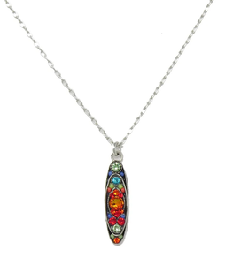 firefly jewelry sparkle long oval pendant- multicolor