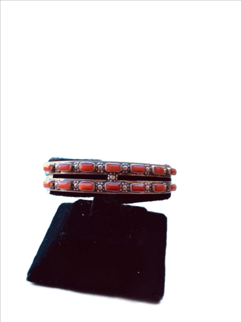 hand crafted native american cuff bracelet with coral