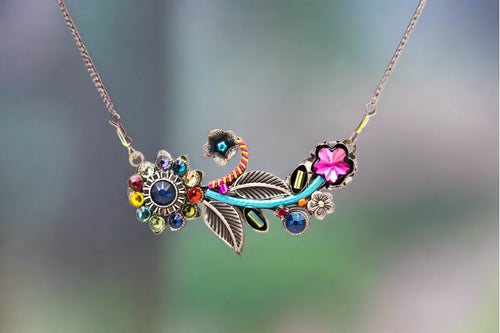 firefly jewelry botanical flower necklace- multicolor 8886