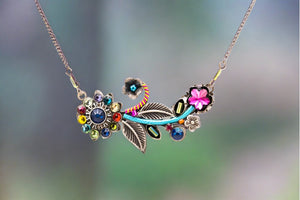 firefly jewelry botanical flower necklace- multicolor 8886