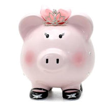 Load image into Gallery viewer, child to cherish pink princess pig piggy bank
