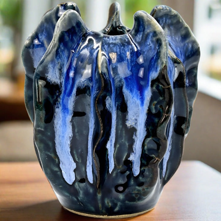 Art Floral Trading Company Luffa Medium - Blue Effect Vase- SRI132EFFB Media 1 of 1