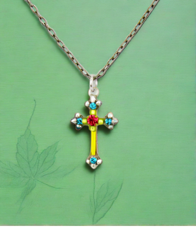 firefly jewelry lime dainty color cross necklace