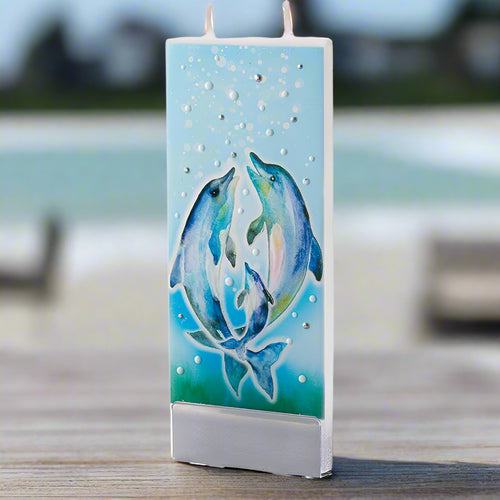 flatyz flat handmade candle- two dolphins jumping