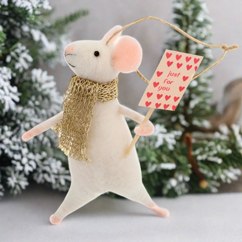 Indaba Felted Mouse Ornament- Just for you Jackson – Galleria