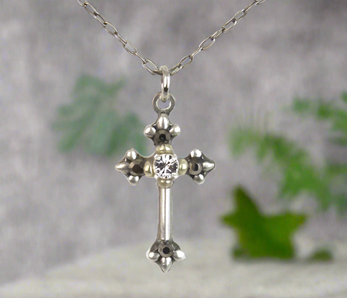 firefly jewelry, dainty  cross necklace in silver