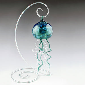 boise art glass, small hanging jellyfish sm. teal