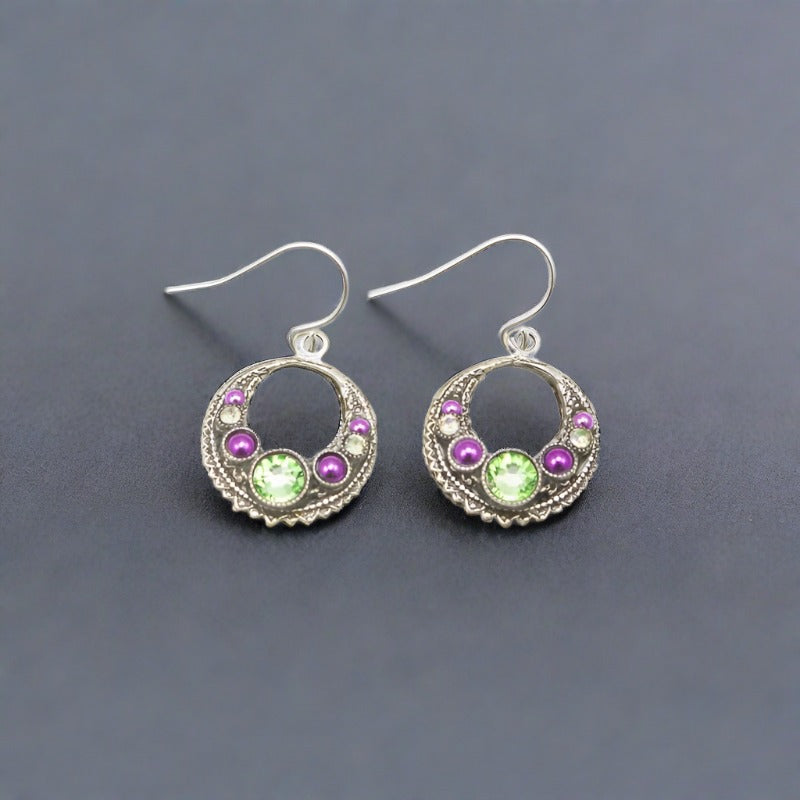 firefly jewelry earrings, peridot simple hoop