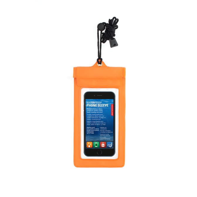 kikkerland orange waterproof phone sleeve