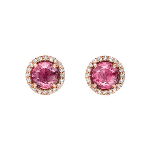 liven pink tourmaline 5mm posts in rose gold
