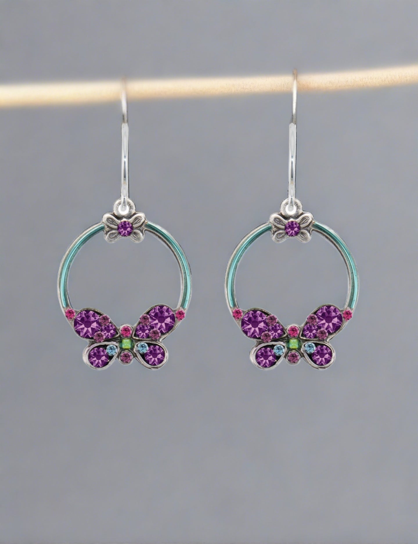 firefly jewelry sparkle hoop butterfly earring- amethyst