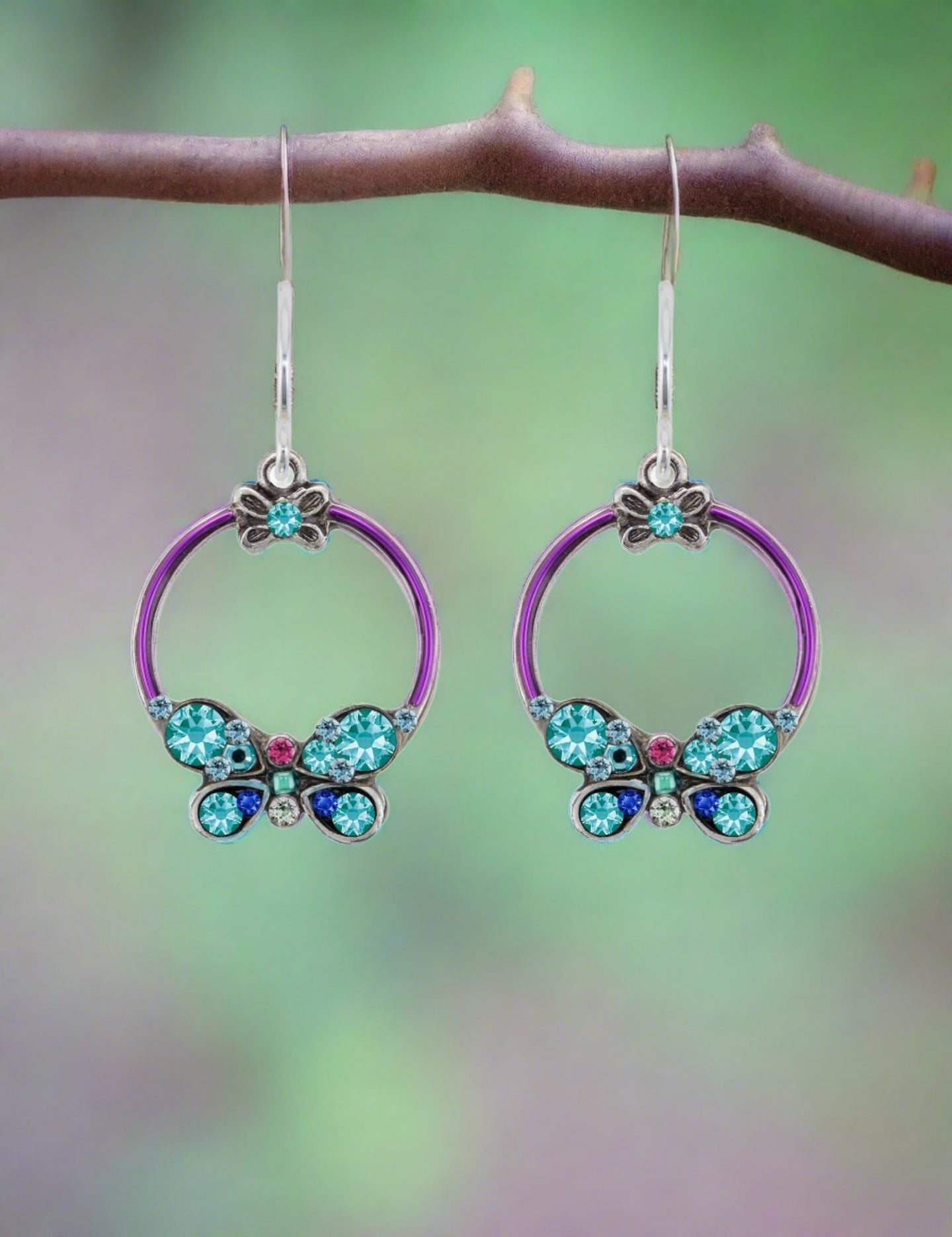 firefly jewelry sparkle hoop butterfly earring-light turquoise