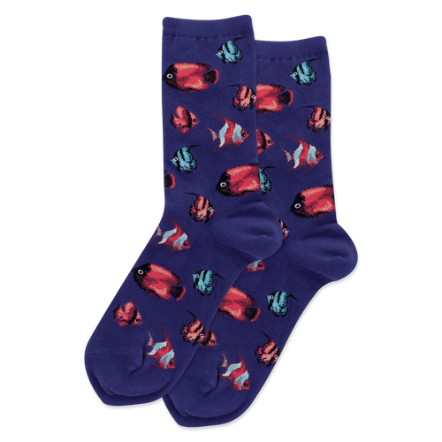 hot sox women's tropical fish crew socks