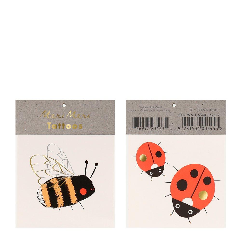 meri meri bee & ladybug small tattoos (set of 2 sheets)