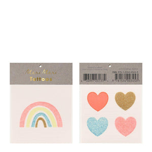 meri meri rainbow & hearts small tattoos (set of 2 sheets)