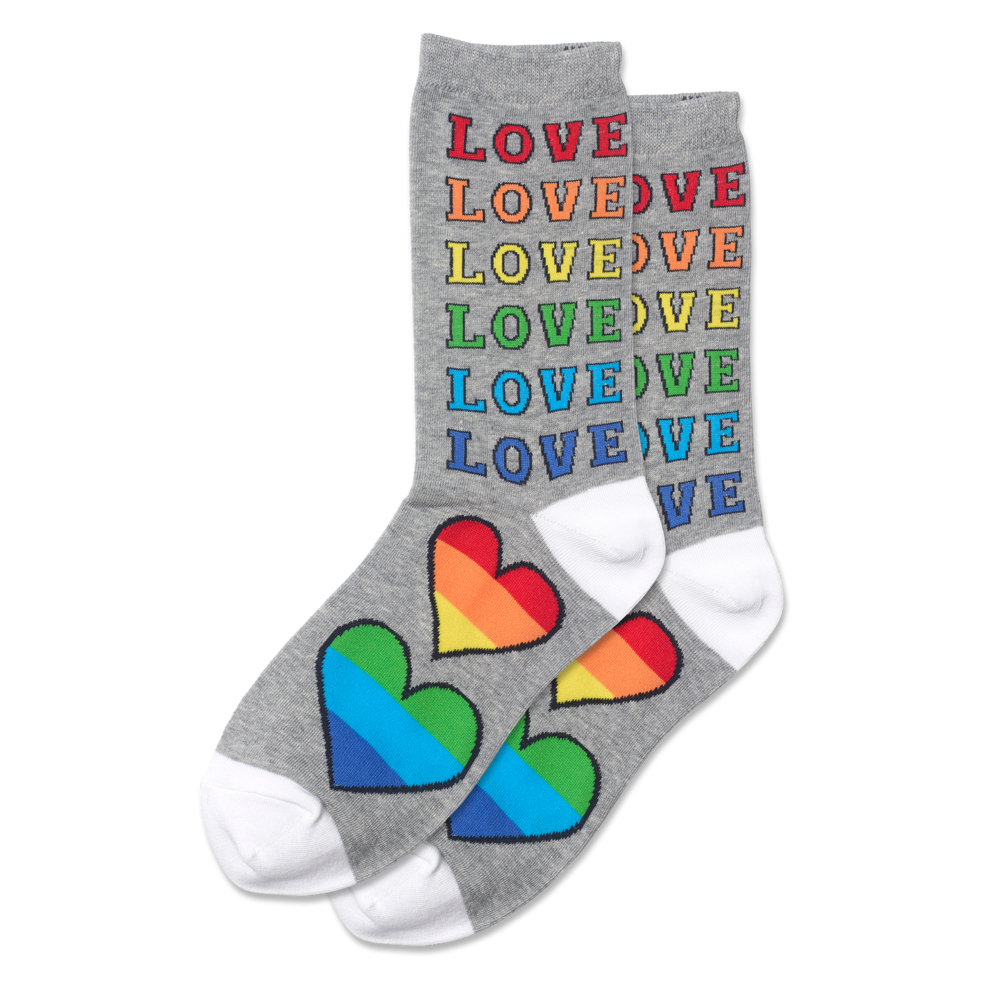hot sox women's rainbow love crew socks