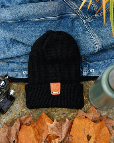Patch Tise Beanie- Rivet Black-Cognac Tag