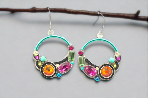 firefly jewelry earrings, multi color elaborate hoops
