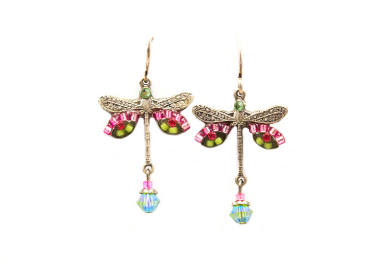 firefly jewelry dragonfly earrings- hot pink