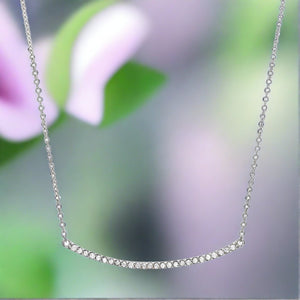 liven 14k white gold and diamond bar necklace