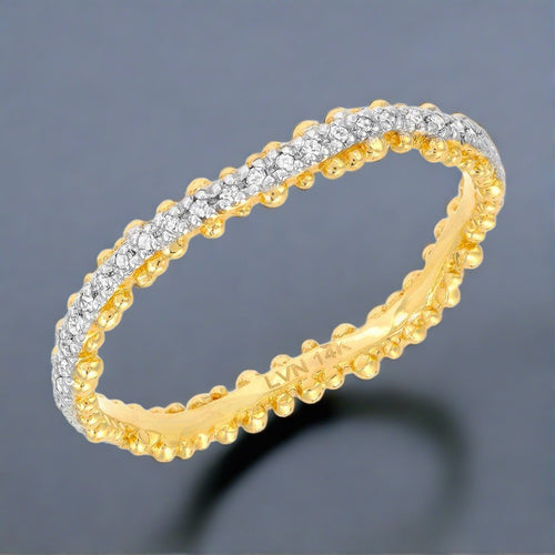 liven co. 14k yellow gold double sided granules  wave eternity band-size 6