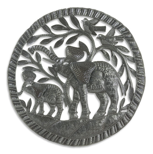 haitian tin art elephant trunk show 3-d