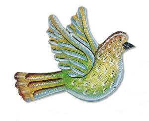 haitian tin art blue painted bird ornament