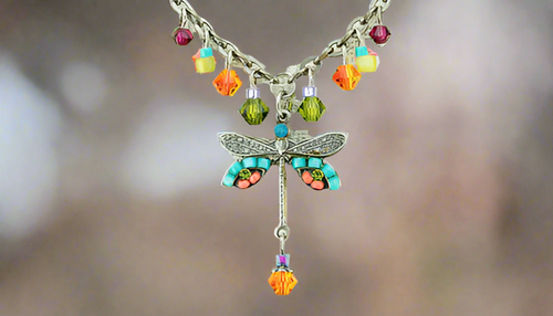 firefly jewelry dragonfly necklace with dangles in multicolor