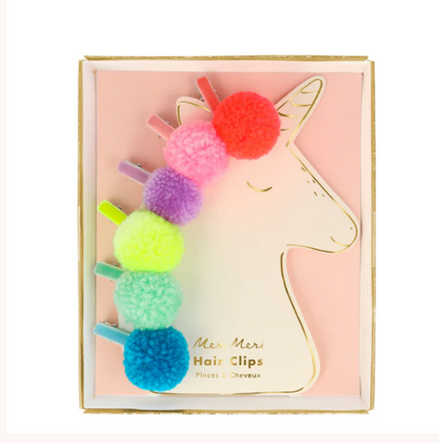 Meri Meri Pompom Unicorn Hair Clips (x 6)