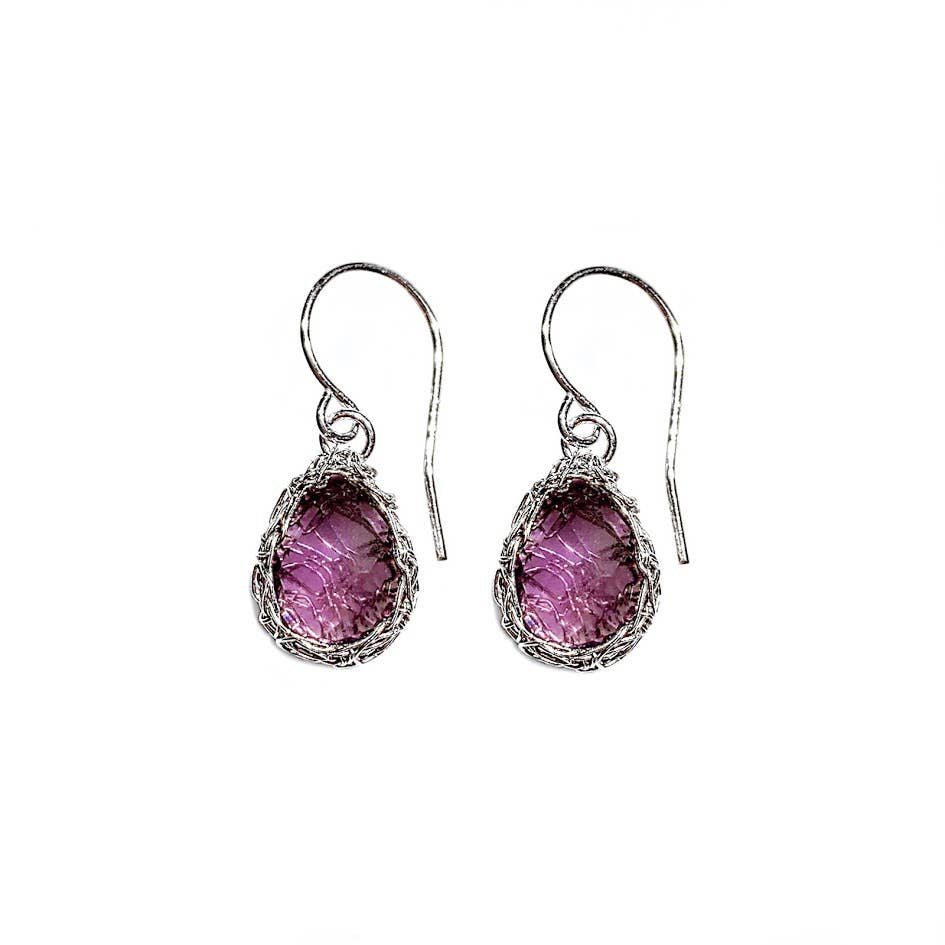 arivka teardrop earrings lilac amethyst in sterling silver