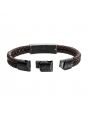 inox men's brown leather with gun metal plated 3d canyon pattern bracelet- 8.75-8.25 inch