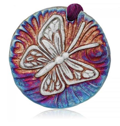 raku potteryworks butterfly medallion ornament