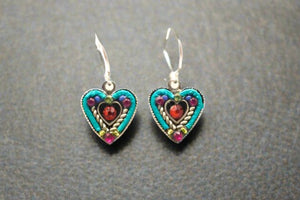 firefly jewelry multi color heart within a heart earrings