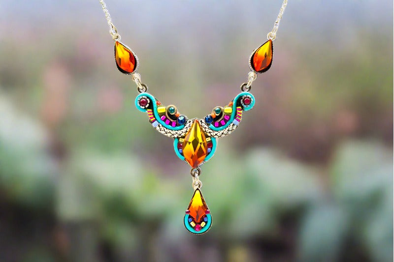 firefly jewelry necklace, multi color lily organic