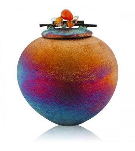 raku potteryworks jar with gemstone lid- large