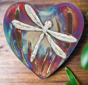 raku potteryworks blessed heart- dragonfly