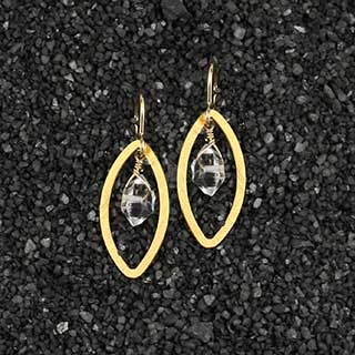 Zina Kao Marquise and Herkimer Diamond Earrings