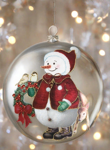 sullivans snowman with a wreath disc ornament