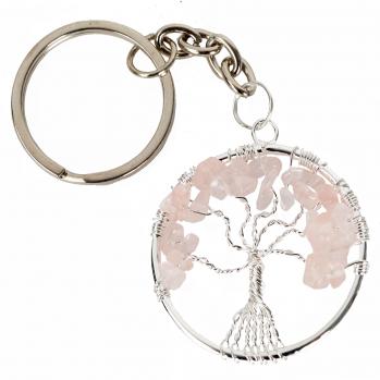 TREE OF LIFE ROSE QUARTZ KEY CHAIN