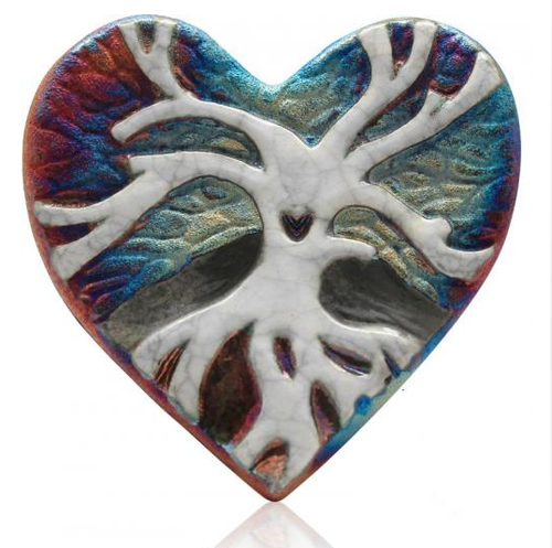 raku potteryworks blessed heart- tree of life